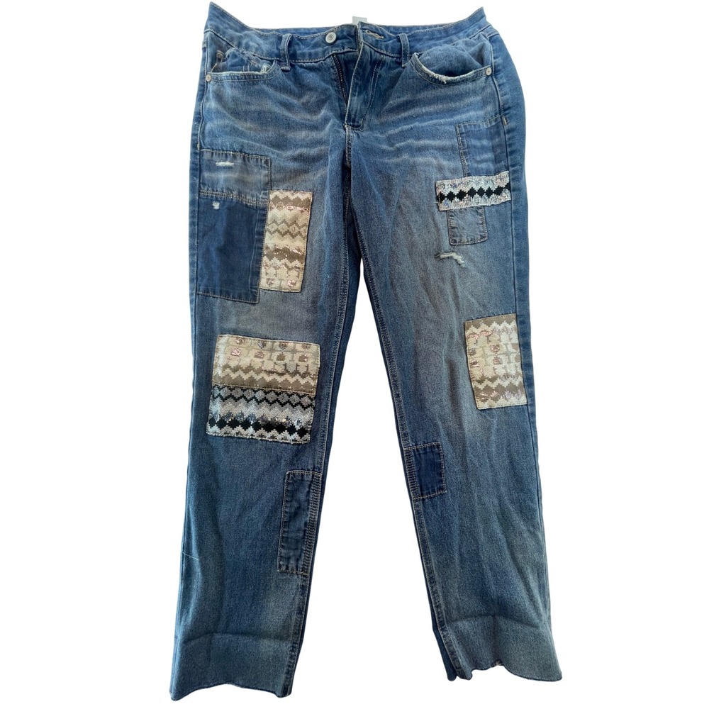 C Denim Est 1946‎ Womens Size 10 Patchwork Mid Rise Jeans Denim Blue